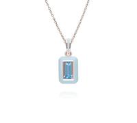 Gemondo Pendentif Valse de Sibérie en émail bleu et topaze bleue suisse en argent sterling plaqué or rose 18 carats