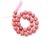 Gems Valley AMB-3313 Lot de 50 perles lisses en Thulite rose, faites à la main de 8 mm pour la fabrication de bijoux