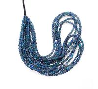 Gems Valley AMB-3862 Perles en opale bleue Welo rondes plates lisses de 4 à 4,5 mm, fil d'opale bleu éthiopien, 20,3 cm