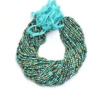 Gems Valley Perles de turquoise africaines, perles rondes turquoise de 2-3 mm, fil de pierres précieuses turquoise à facettes 32,5 cm (AMB-506)