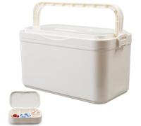 Gemsaya Boîte de rangement médicale, boîte de premiers secours portable, boîte à médicaments avec poignée, armoire de rangement médicale vide pour la maison, trousse d'urgence familiale, 30 x 16,5 x
