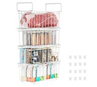 Gemsaya Lot de 4 paniers de congélation empilables avec poignées, bacs de rangement profonds pour réfrigérateur avec poignées, panier de rangement en fil métallique pour aliments surgelés de 198 L