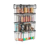 Gemsaya Lot de 4 paniers de congélation empilables avec poignées, bacs de rangement profonds pour réfrigérateur avec poignées, panier de rangement en fil métallique pour aliments surgelés de 198 L