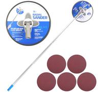 Gemsaya Ponceuse murale manuelle pour cloison sèche, rotation à 360° avec tige d'extension de 223,5 cm + 15 feuilles abrasives (grain 80, 100, 120, 180, 240), ponçage radial pour nettoyage de mur