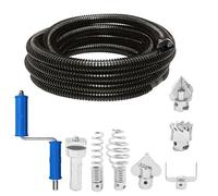 Gemsaya Spirale de nettoyage de canalisations, 5 m x Ø 12 mm, multifonctionnelle, avec adaptateurs électriques et manuels, déboucheur de canalisations avec 6 têtes de coupe
