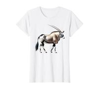Gemsbok Oryx Antilope T-Shirt Graphique avec Valeur, Femme, Blanc, M