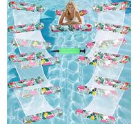Gemscream Lot de 8 flotteurs gonflables pour piscine - Taille adulte - Avec pompe à air flamant rose - 4 en 1 - Tropical - Multi-usage - Hamac d'eau - Jouets en PVC épais - Chaises de détente pour la
