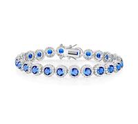 Gemsme Bracelet rivière coloré plaqué or blanc/jaune 18 carats avec oxyde de zirconium de 3 à 6 mm, hypoallergénique pour femmes et hommes, 6,5 à 8, Oval-Green-7.5in, Cuivre, Zircone cubique
