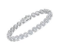 Gemsme Bracelet rivière pour femme - 1 rangée - Plaqué or jaune 18 carats - Oxyde de zirconium rond de 5 mm - 16,5 à 21,6 cm, 7 inch, Or blanc Strass Laiton
