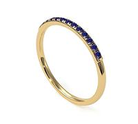 Gemsonclick a créé Saphir Bleu éternité empilable Bague de fiançailles plaqué Or 14 Pierre de Naissance Novembre Style Vintage promesse Bande Bague Bijoux 61