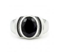 Gemsonclick Natural Black Onyx 925 Sterling Silver Ring Ovale Oval Astrologie ET ??Astronomie Ring 54