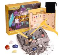 Gemstone Dig Kit 16 Real Gem Stones Excavation Kit STEM Toys Science Kits Science Rock and Geology Party Favors Excavate Toys Gift for Girls Boys