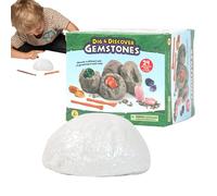 Gemstone Dig Kit - STEM Educational Excavation Set, Real Mineral Blocks, Dig Tools Included | Engaging Rock And Crystal Mining Age 6+ Educational Activity Science Toy
