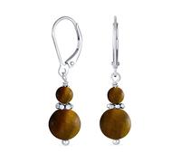 Gemstone Natural Blue Lapis Lazuli Red Carnelian Green Aventurine Boho Bali Milgrain Edged Beaded Rondel Separator Double Ball Round Drop Dangle Ears For Women Teen .925 Sterling Silver Lever Back