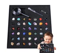 Gemstoness Boîte scientifique - Assortiment de pierres de quartz mélangées, assortiment de pierres brillantes | Variété de , sac d'échantillon de géologie, avec une utilisation pour les