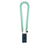 GEMSTRAP Chaîne de téléphone Portable - Collier pour Smartphone - 120cm - Résine Ultra résistante avec mousquetons dorés et Attache téléphone Universelle - Coloris Turquoise Mat - Large