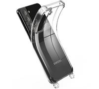 GEMSTRAP Coque téléphone Transparente en Silicone avec 2 Anneaux - A Utiliser avec des Collier et chaîne Bijoux pour Portable - Modèle Samsung S22 5G - Accessoire pour Smartphone