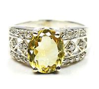 Gemsyogi Femme Homme Mixte Argent 925 Argent sterling Ovale Doré Citrine
