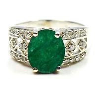 Gemsyogi Femme Homme Mixte Argent 925 Argent sterling Ovale Vert Émeraude