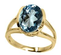 Gemsyogi Homme Plaqué or Ovale Bleu Topaze bleue - Naturelle