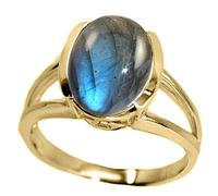 Gemsyogi Homme Plaqué or Ovale Labradorite - Naturelle