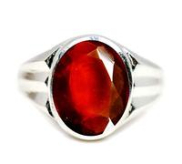 Gemsyogi Mixte Femme Homme Argent sterling Ovale Rouge Grenat