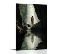 GEMTOFNMA Jesus Stands behind A Waterfall, But Only His Reflection Steps Out Into The River Below. Poster décoratif à suspendre 60 x 90 cm