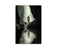 GEMTOFNMA Jesus Stands behind A Waterfall, But Only His Reflection Steps Out Into The River Below. Poster décoratif à suspendre 50 x 75 cm