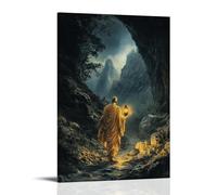 GEMTOFNMA Kṣitigarbha Walks A Dark Valley with His Jewel-lantern, Illuminating Paths for The Lost And Grieving. Poster décoratif à suspendre 60 x 90 cm