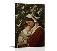 GEMTOFNMA Mary holds a Sleeping Child Beneath A Blooming Olive Tree As Dove Gather on The Branches Overhead Poster contemporain 30 x 45 cm