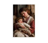 GEMTOFNMA Mary Hums A Lullaby As The Child Drifts Off, His Fingers Still Clutching A Shepherd's Wool Poster décoratif à suspendre 30 x 45 cm