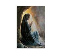 GEMTOFNMA Mary Magdalene Kneeling by The Empty Tomb at Daybreak, Her Veil Fluttering in The Breeze As An Angel Speaks. Décoration murale contemporaine - Poster décoratif à suspendre 40 x 60 cm