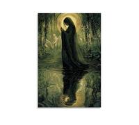 GEMTOFNMA Mary Passes Beneath Willows, Her Reflected Form Tangled with Angels in The Flulowing Papier peint mural contemporain à suspendre 30 x 45 cm
