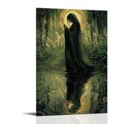 GEMTOFNMA Mary Passes Beneath Willows, Her Reflected Form Tangled with Angels in The Flulowing Papier peint mural contemporain à suspendre 30 x 45 cm
