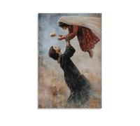 GEMTOFNMA Mary Reaches Down from The Sky to Catch A Falling Child Dream, Tucking It Safely Beneath Her Veil. Poster mural contemporain à suspendre 20 x 30 cm