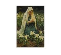 GEMTOFNMA Mary Weeps Into The Soil, And Where Her Tears Fall, Lily Bloom in The Shape of Doves. Poster décoratif à suspendre 50 x 75 cm