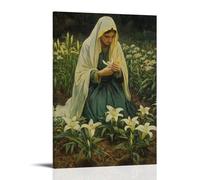 GEMTOFNMA Mary Weeps Into The Soil, And Where Her Tears Fall, Lily Bloom in The Shape of Doves. Poster décoratif à suspendre 40 x 60 cm