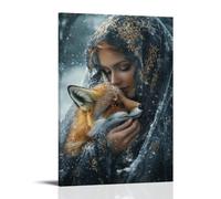GEMTOFNMA Mary Wraps Her Veil Around A Shivering Fox in The Snow, Warming It With The Light of Her Breath. Poster décoratif à suspendre 40 x 60 cm