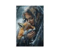 GEMTOFNMA Mary Wraps Her Veil Around A Shivering Fox in The Snow, Warming It With The Light of Her Breath. Poster décoratif à suspendre 50 x 75 cm