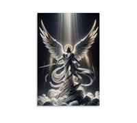 GEMTOFNMA Poster chrétien - Affiche chrétienne - Ange tenant une épée sur un nuage - Décoration murale contemporaine à suspendre - 30 x 45 cm