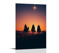 GEMTOFNMA Poster contemporain encadré par Desert Fire And A Star That Never Moves The Three Kings Arrive at Dawn, Their Silhouettes 60 x 90 cm