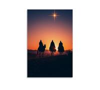 GEMTOFNMA Poster contemporain encadré par Desert Fire And A Star That Never Moves The Three Kings Arrive at Dawn, Their Silhouettes 60 x 90 cm