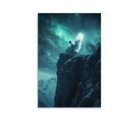 GEMTOFNMA Poster mural contemporain à suspendre au sommet d'une montagne sous un ciel d'aurore (An Angel Whispers Forgotten Languages Into The Wind) 40 x 60 cm