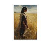 GEMTOFNMA Poster mural contemporain à suspendre Ruth Gathers Grain in A Silent Field, Unaware That Heaven Has Woven Her Name Into Eternity 50 x 75 cm