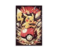 GEMTOFNMA Poster Pokémon Pikachu et Poké Ball de style pop art contemporain - Poster décoratif à suspendre 60 x 90 cm