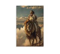 GEMTOFNMA Poster religieux - Poster chrétien - Le voyage de Jésus avec les agneaux et les lions - Décoration murale contemporaine à suspendre - 30 x 45 cm