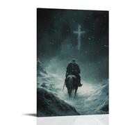 GEMTOFNMA Riding through A Blizzard, A Knight Follows The Faint Glow of A Lointain Cross Sculpted in Ice And Wind. Décoration murale contemporaine - Poster décoratif à suspendre 20 x 30 cm