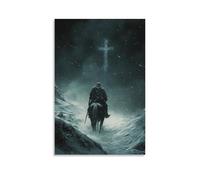 GEMTOFNMA Riding through A Blizzard, A Knight Follows The Faint Glow of A Lointain Cross Sculpted in Ice And Wind. Décoration murale contemporaine - Poster décoratif à suspendre 30 x 45 cm