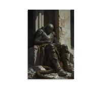 GEMTOFNMA The Knight Sleeps Beneath A Shattered Chapel Dome, Guarded by A Serpent Coiled at His Feet. Poster mural contemporain à suspendre 20 x 30 cm