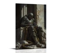 GEMTOFNMA The Knight Sleeps Beneath A Shattered Chapel Dome, Guarded by A Serpent Coiled at His Feet. Poster mural contemporain à suspendre 30 x 45 cm